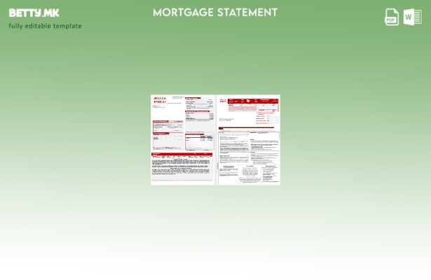 модерен стил на USA Wells Fargo банкарска хипотека извод во Word и PDF формати, 